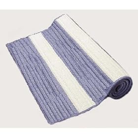 Striped Blue And White 10' x 10' Braided Area Rug