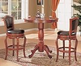 3pc Bar Table & Bar Stools Set with Pedestal Base Cherry Finish Review