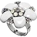 Adjustable White Flower Cocktail Ring sizeEmitations