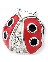 Reflection Beads Silver and CZ Enamel Ladybug Nature Bead