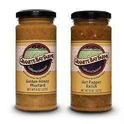 Granite Bay Farms Hot Pepper Relish and Golden Honey Mustard (2 Jar) Sampler, 2-Count, 8-Ounce Jars