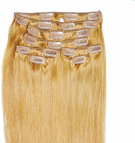 Ibeshion 20 Inch 120g 8 Pcs Clip In Hair Extensions Human Hair Honey Blonde #27 Straight