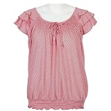 Misses Zena Smocked Flutter Sleeve Stripe Top