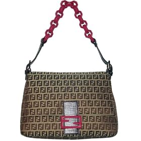 Fendi Mama Large Brown Zucchino Fuchsia Chain Baguette 8BR001-VX5-F0BZT