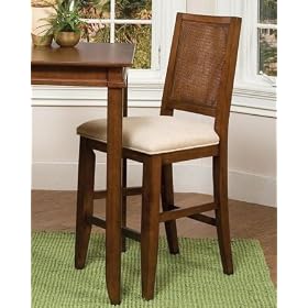 Home Styles Jamaican Bay Upholstered Bistro Stool in Soft Mahogany by Home Styles