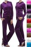 ToBeInStyle Velour Drawstring Pants Hoodie Sweat Suit Set Velvet Tracksuit Zip-Up Jacket Back Pockets