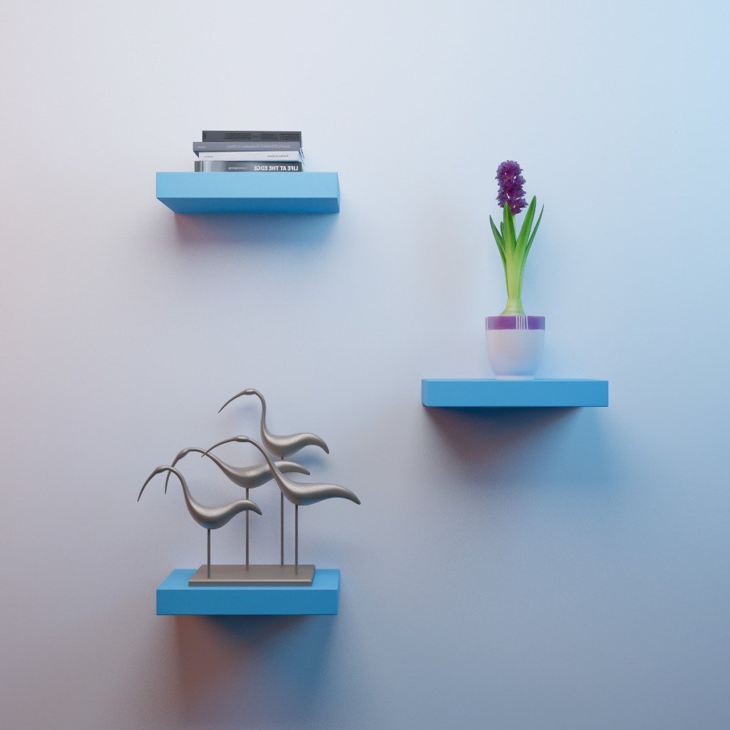 DecorNation MDF Floating Wall Shelves Set of 3 Racks Shelves (12X7IN