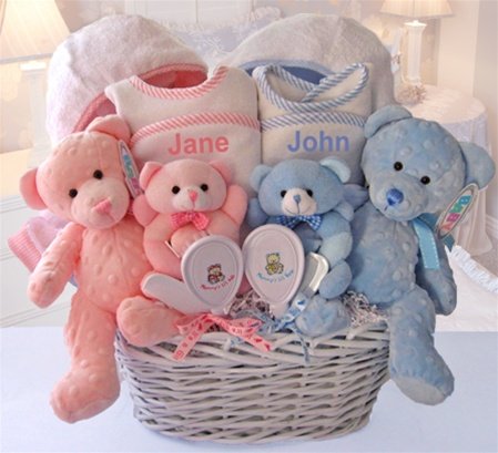 Personalized Double The Blessings Twins Baby Gift Basket