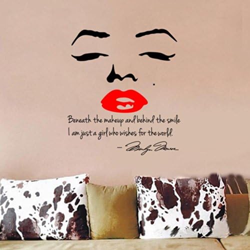 NAFORAN Sexy Face Red Lips Girl Vinyl Wall Removable Quote Art Decal Sticker Home Decor (Style A)