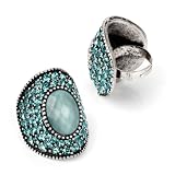Aqua & Crystal Fashion Ring Burnt Silver & Pale Blue