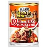 愛犬元気 味わいと健康プラス缶10歳以上用ビ−フ&チキン・野菜 375g