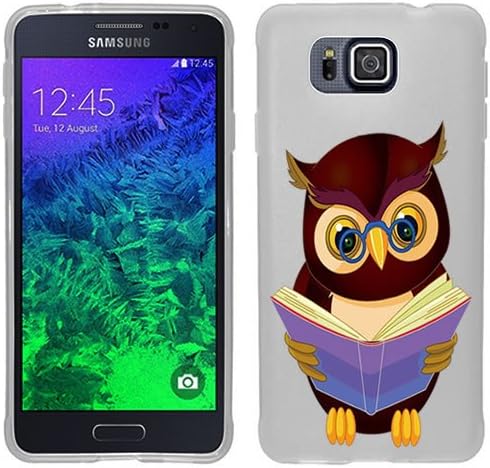 Casemas (TM) Dark Brown Study Owl Transparent Smoke Flexible Slim TPU Phone Case Cover for Samsung Galaxy Alpha G850F