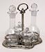 Cut Glass Condiment Set with Antique Silver Stand