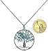 Aquamarine Tree of Life Gemstone Jewelry Best Friend Necklace Silver Pendant Deluxe Gift 18