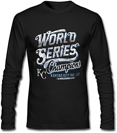 Jennydesign Men's Kansas City Royals 5th Ocean Royal 2015 World Series Champions Long sleeves T-Shirts 100% Cotton