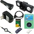 Ultimate Premium Accessory Bundle Combo for Sandisk Sansa Fuze Series MP3 Player: Green Silicone Skin Case, USB 2in1 Data Sync Cable, USB Car Charger, USB Wall Charger, 3.5mm Auxillary Retractable Cable, Belt Clip, Armband, Portable Foldable Speaker Dock, and a Screen Protector