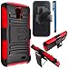 LG L31G / LG Access LTE Case Combo by ICE-CLEAR(TM)-HERCULES Dual- Layer Hard/Gel Hybrid Kickstand Armor Case w/ Holster (Black/Red)+Touch Screen Stylus