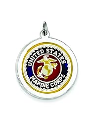 Sterling Silver U.S. Marine Corps Round Charm