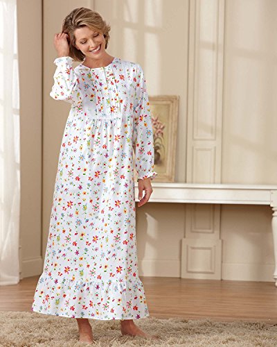 Carole Floral Flannel Gown, Plus