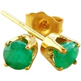 1 2 CT Genuine Emerald Earrings in Solid 14kt ( .50 ct 4mm )