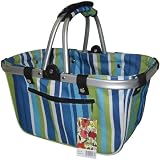 JanetBasket Blue Stripes Small Aluminum Frame Bag
