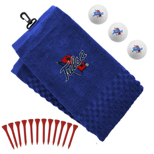Tulsa Golden Hurricane Embroidered Golf Towel, Golf Balls Tees Gift Set