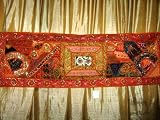 Review exoticindiacollection.com  / Burnt Orange Spectacular Zardozi India Sari Tapestry Wall Hanging Table Runner 70x20