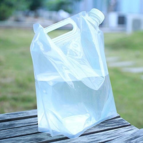 5l Collapsible Foldable Water Bag Storage Hand Lifting Hiking Survival Bottle - White