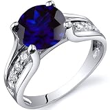 Solitaire Style 2.75 carats Blue Sapphire Ring in Sterling Silver Available in Sizes 5 thru 9