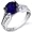 Solitaire Style 2.75 carats Blue Sapphire Ring in Sterling Silver Rhodium Finish Size 5, Available in Sizes 5 thru 9