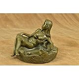 Signed Original Semi Nude Pin Up Girl Bronze Ashtray Bronze Sculpture Statue Art