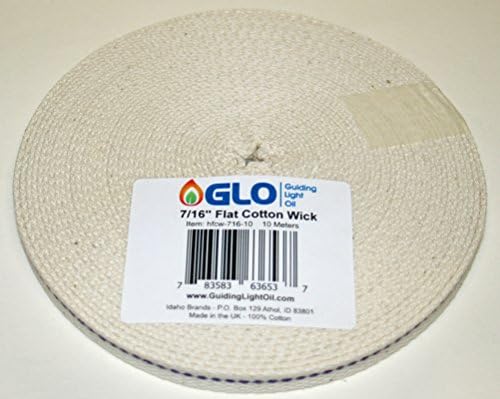 Guiding Light Oil 7/16" Inch Flat Cotton Oil Lantern or Oil Lamp Wick with Purple Stitch. 32 Foot Roll - 10 Meters