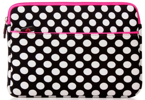 Feeble, Neoprene Sleeve Travel Bag for 10.1 Acer Iconia Tab A500 Tegra Memo pad - Polkadots - black / white / pink [12297]. Reward Ekatomi Screen Cleaner Sticker