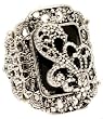 Gothic Rockabilly Black Stone with Flower Filigree Fashion Ring