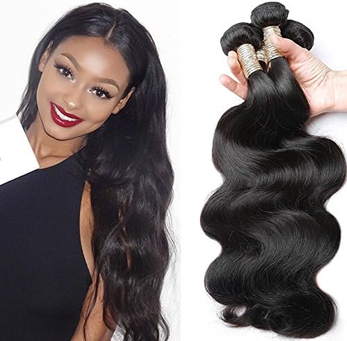 Candysara Hair Brazilian Virgin Human Hair Weave 4 Bundles Deal Brazilian Body Wave Hair Weft Extensions Natural Color (16 18 20 22)
