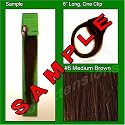 #6 Medium Brown, 6 Inch Sample of Clip on in Human Hair Extensions Set