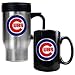 Chicago Cubs Stainless Steel Travel Mug and Black Ceramic Mug Set  (Primary Logo)