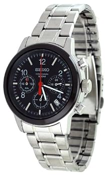 Seiko #SSB011 Men's Stainless Steel Black Dial Chronograph Watch