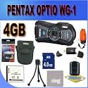 Pentax Optio WG-1 Adventure Series 14 MP Waterproof Digital Camera with 5x Wide-Angle Optical Zoom (Black) 4GB SD HC Card Battery and More Accessory Saver Bundle