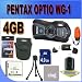Pentax Optio WG-1 Adventure Series 14 MP Waterproof Digital Camera with 5x Wide-Angle Optical Zoom (Black) 4GB SD HC Card Battery and More Accessory Saver Bundle