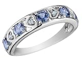 Tanzanite Heart Ring with Diamonds 3/4 Carat (ctw) in 10K White Gold