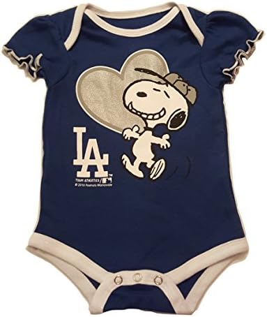 Team Athletics Los Angeles Dodgers Snoopy Peanuts Infant Girls Creeper (6-9 Months)