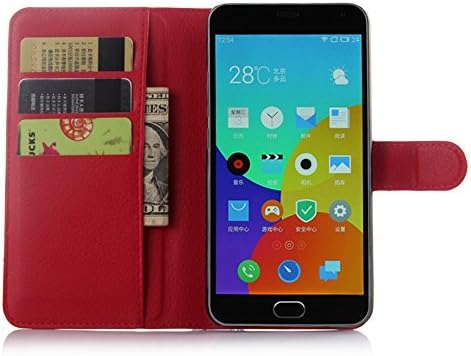 Meizu M2 Note Case, Ultra Slim Stand Flip Wallet Case with Built-in Card Slots, Vistore Premium Litchi Stria PU Leather Wallet Cover Case(Red)