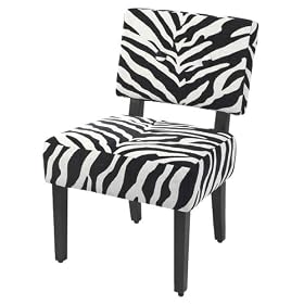 Zebra Print Armless Chair - Black  White