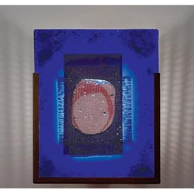 WPT Designs FN1BZ-RW Red Window Blue 1LT Wall Sconce, Bronze Art Glass Lighting