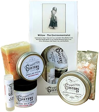 Spinster Sisters Willow the Environmentalist Sampler - Handmade Soap, Lip Balm, Shea Butter, Body Butter, Himalayan Salt Soak, and Hand and Foot Salve