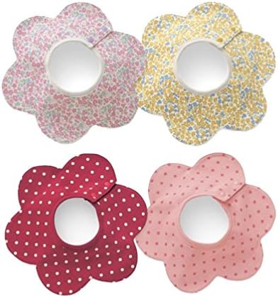 4-Pack Waterproof and Absorbent Baby bibs 360 Degree Rotatable Drool Bibs With Two Snaps, 5 Layer Baby Girl Bibs Cute Gift Set Dot and Flower