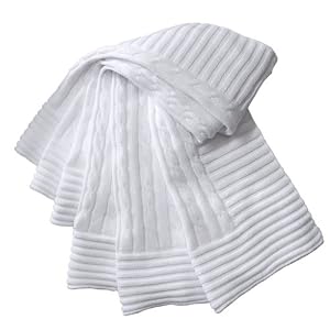 Elegant White Baby Cable Blanket