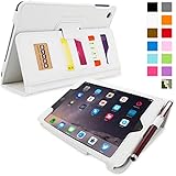 Snugg iPad Mini & Mini 2 Case - Smart Cover with Flip Stand & Lifetime Guarantee (White Leather) for Apple iPad Mini & Mini 2 with Retina