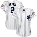 Majestic New York Yankees 2009 World Series Champions #2 Derek Jeter Ladies White Pinstripe Home Baseball Jersey